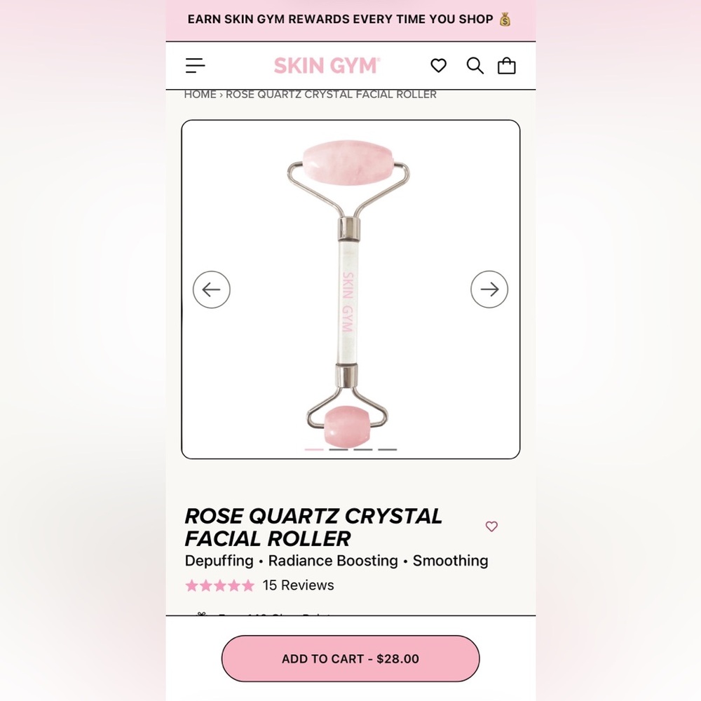 Skin Gym Rose Quartz Crystal Facial Roller - Pink